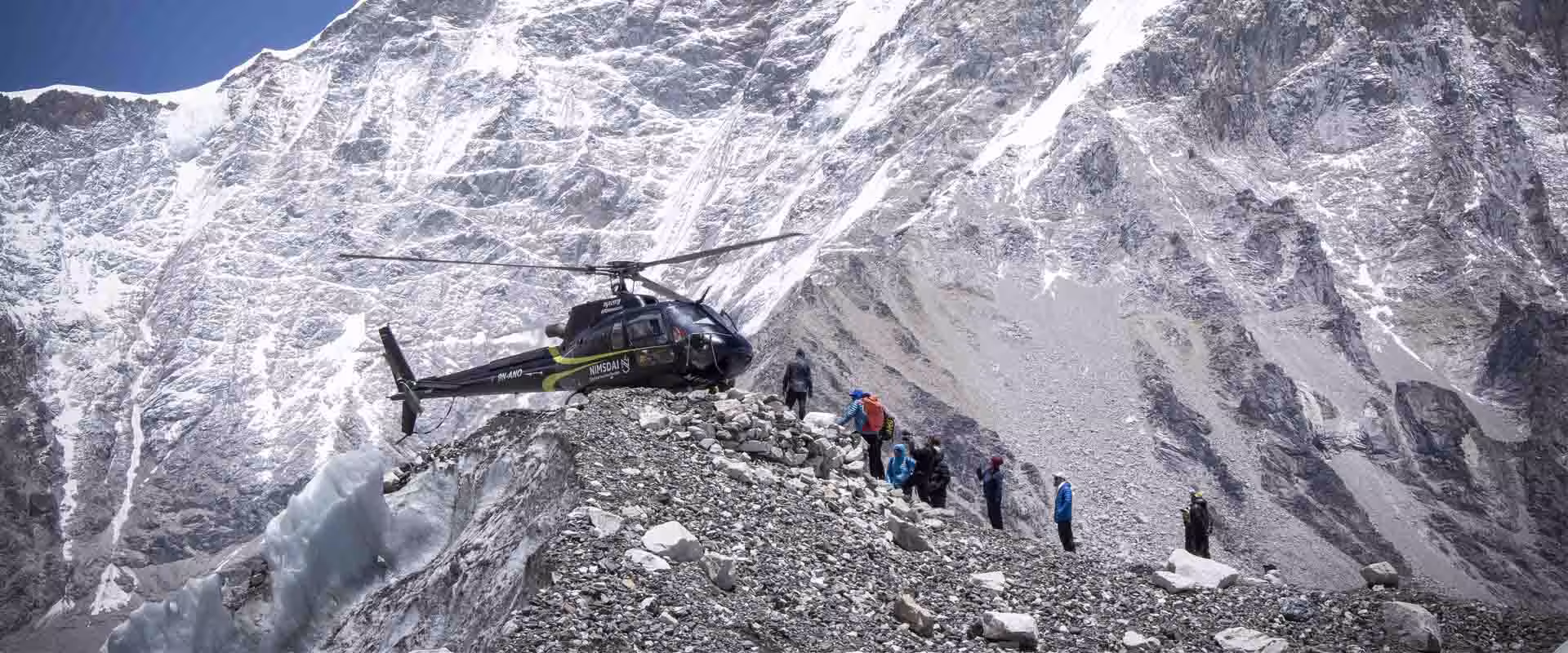 Mustang Helicopter named Nims Dai at Everest Base Camp in Nepal